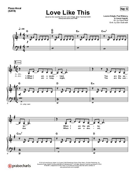 Love Like This Sheet Music PDF (Lauren Daigle) - PraiseCharts