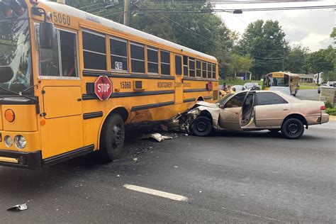 Crash involving school bus sends 3 adults to hospital in Montgomery Co. - WTOP News