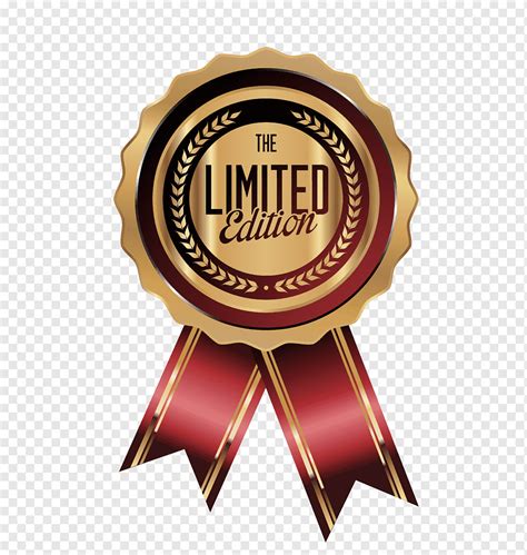 Limited edition, luxury golden badge with red ribbon, png | PNGWing