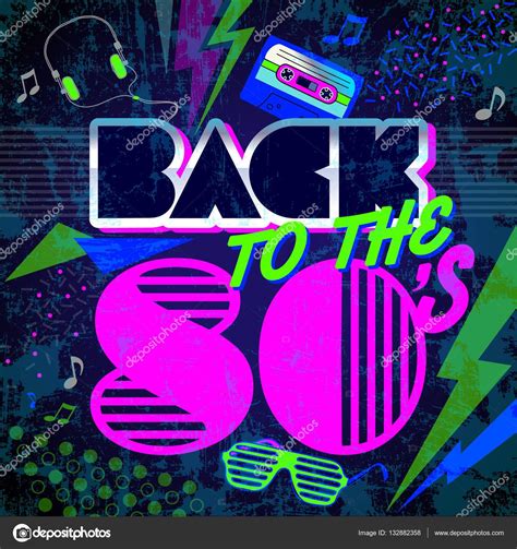 back to the 80's poster with an old school style cassette recorder and ...