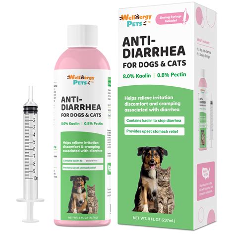 Anti-Diarrhea Liquid for Dogs and Cats, with Pectin and Kaolin (8 oz.)( Syringe Included ...