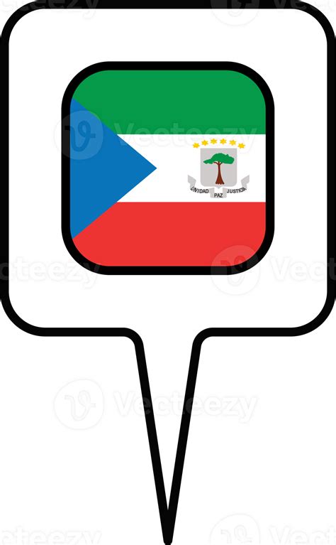 Equatorial Guinea flag Map pointer icon, square design. 24076816 PNG