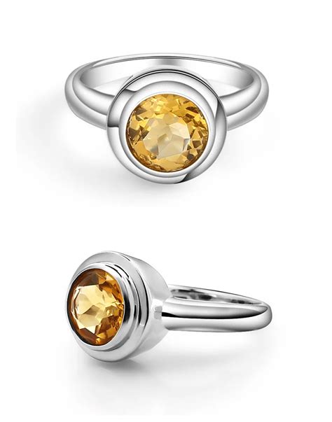 Birthstone Round Natural Citrine Ring | Muduh Collection