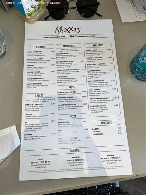 Online Menu of Alexxa's Las Vegas Restaurant, Las Vegas, Nevada, 89109 - Zmenu