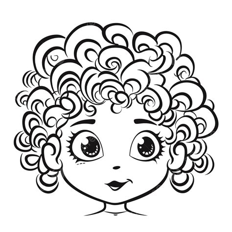 Child With Curly Hair Coloring Page Outline Sketch Drawing Vector, Wing Drawing, Ring Drawing ...
