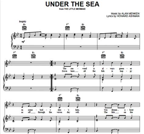 Alan Menken - Under The Sea Free Sheet Music PDF for Piano | The Piano ...