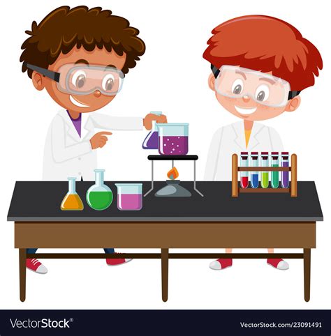 Students experiment in the lab Royalty Free Vector Image