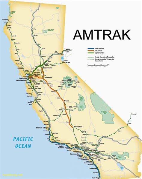 Amtrak Stations In California Map California Amtrak Route Map Www ...