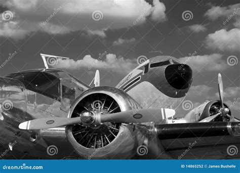 Vintage Airplanes In Black And White Stock Photography - Image: 14865252