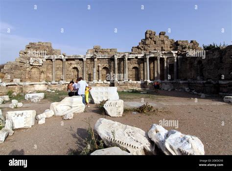 Ancient ruins in Side, Turkey, Antalya, Manavgat, Side Stock Photo - Alamy