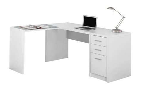 COMPUTER DESK - WHITE CORNER WITH TEMPERED GLASS | White desks, Corner ...