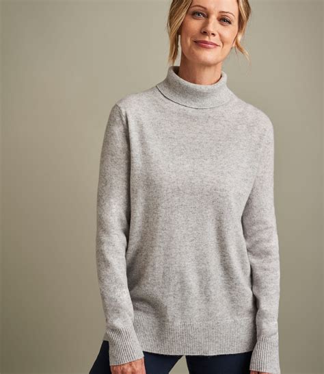 Dove Grey | Womens Pure Cashmere Roll Neck Sweater | WoolOvers US