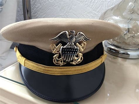 US Navy Officer's Cap Dress Khaki UNIFORM Hat w. Officer Cap | eBay