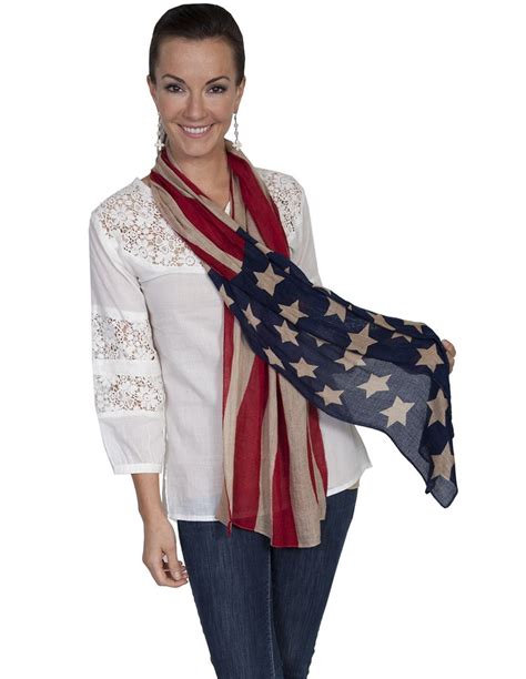 Scully Western Scarf Womens Patriotic One Size Fits All Red HC46