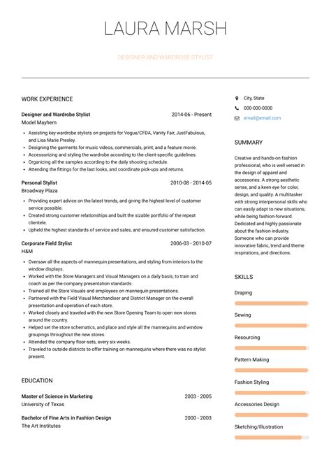 Stylist Resume Template | HQ Printable Documents