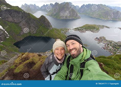 Couple selfie stock image. Image of reinebringen, adult - 78634171