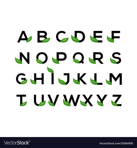 Alphabet leaf Royalty Free Vector Image - VectorStock