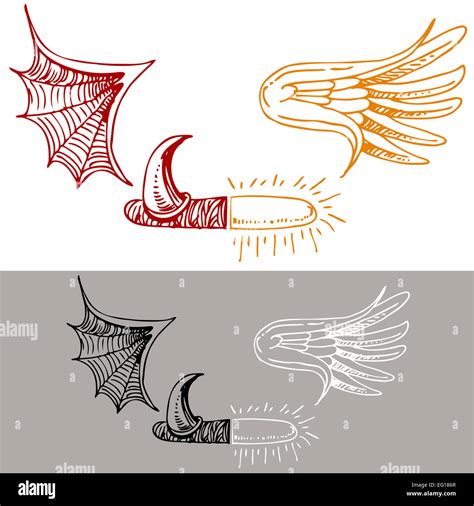 An image of a half angel and devil drawing Stock Photo - Alamy