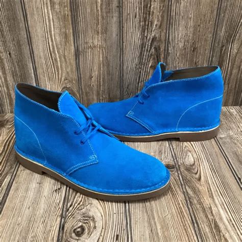 RARE~ CLARKS BLUE 15260 Bushacre Leather Chukka Ankle Desert Boots Mens ...