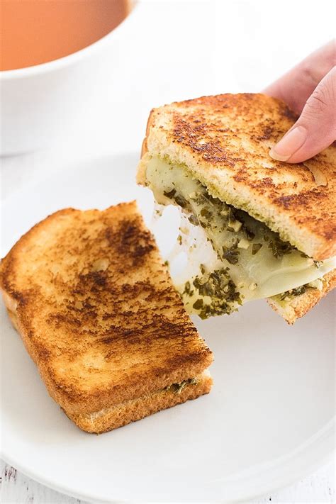 Pesto Grilled Cheese Sandwich - Baking Mischief