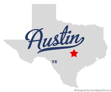 Map of Austin, TX, Texas