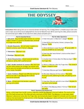 Crash Course Literature: The Odyssey (Study Guide) by Anikdotes | TPT