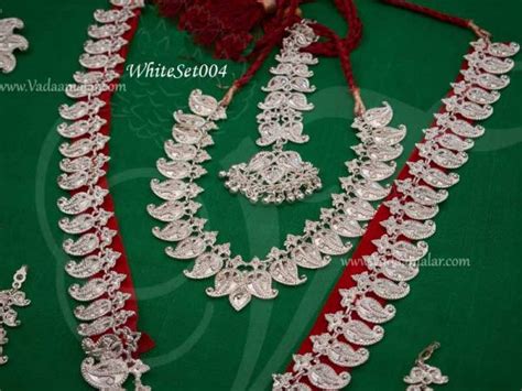 Odissi Dance White Metal Full Set Indian Jewelry