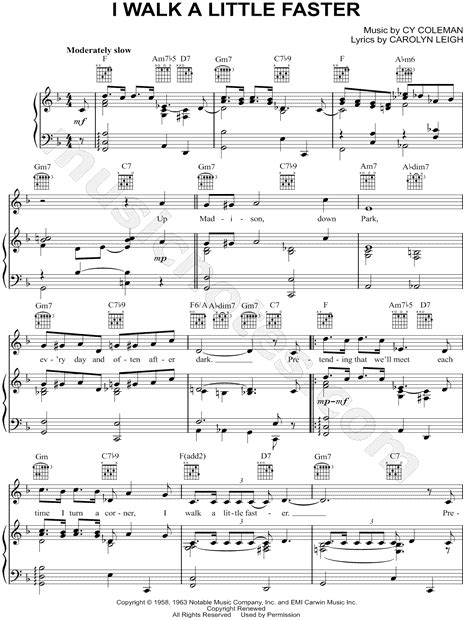 Cy Coleman "I Walk a Little Faster" Sheet Music in F Major - Download & Print - SKU: MN0157732