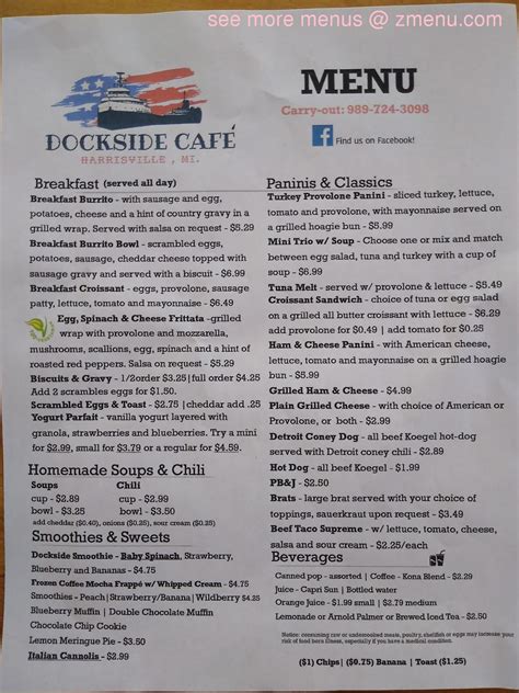 Menu at Dockside Cafe, Harrisville