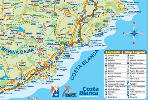 Tourist map of surroundings of Altea - Ontheworldmap.com