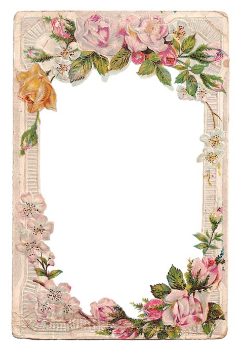 Antique Images: Free Digital Flower Frame with Roses, Dogwood, Cats and Kittens