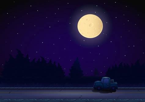 Premium Vector | Cartoon night landscape | Night landscape, Landscape, Time cartoon