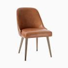 Mid-Century Leather Dining Chair - Metal Legs | West Elm