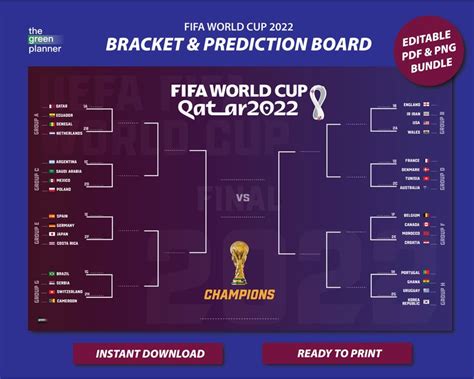 FIFA World Cup Bracket 2022 PDF/PNG. World Cup Worksheet - Etsy New Zealand