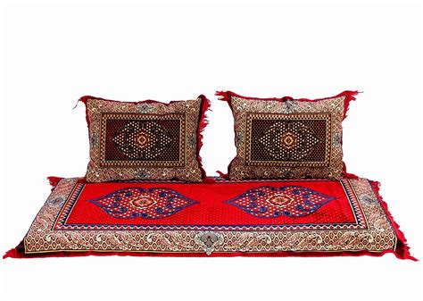 et of 3 Pcs 1x Mattress + 2x cushions orient Afghan nomad pillow rug seat floor cushion 1001 ...