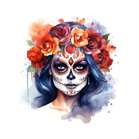 Premium Vector | Day of the dead catrina watercolor illustration on white background