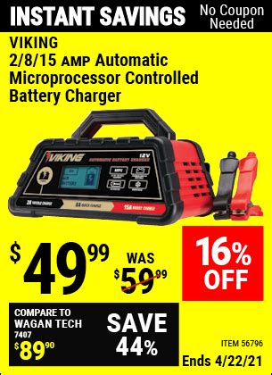 VIKING 2/8/15 Amp Automatic Microprocessor Controlled Battery Charger for $49.99 – Harbor ...