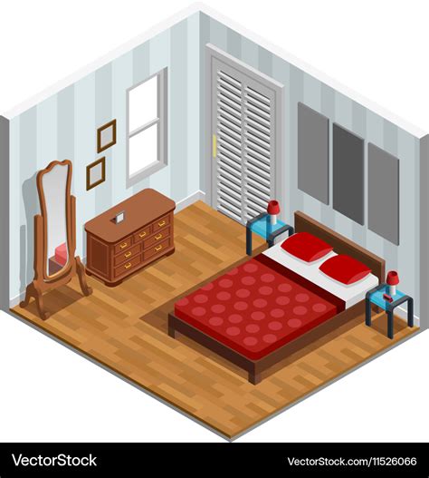 Bedroom isometric design Royalty Free Vector Image