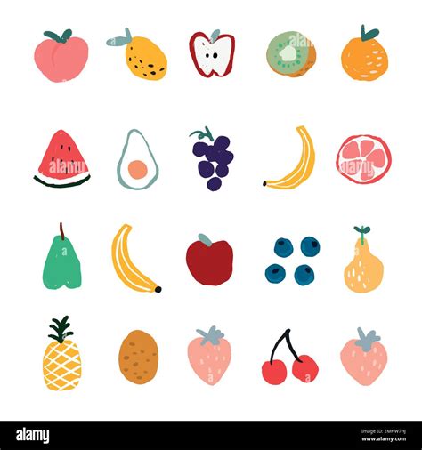 Cute hand drawn fruit set vector Stock Vector Image & Art - Alamy