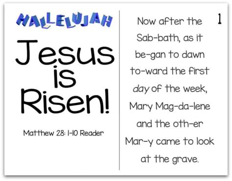 Printable Resurrection Story (Part 7 of 7) Jesus is Risen (Matthew 28:1 ...