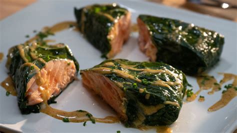 Collard-Wrapped Salmon with Creole Mustard Sauce Recipe