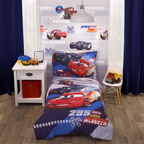 Disney Cars Toddler Bedding Sets, Toddler Bed, Blue, 4-Pieces - Walmart.com