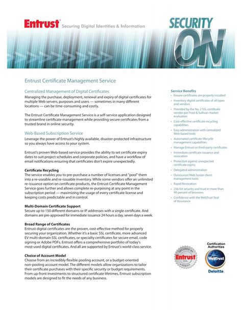 Entrust Certificate Management Service (CMS)