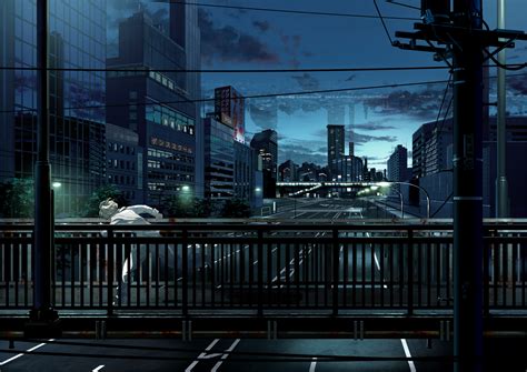 Download Street Light Cloud Sky Building Street City Night Anime Original Anime Night HD ...