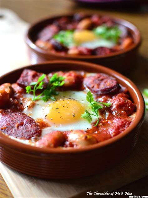 Spanish Baked Eggs & Chorizo with Steamed Sweet Corn | The Chronicles ...