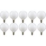 60-watt G16.5 Decorative Globe E12 Candelabra Base Light Bulbs, Crystal Clear, 10-Pack ...