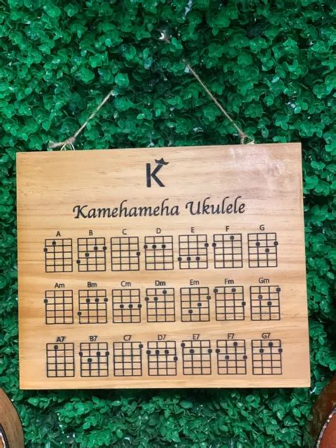 KAMEHAMEHA UKULELE WOODEN chord chart solid wood Pine wood 10'x12' inch ...