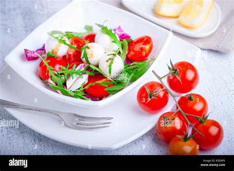 Salad with mozzarella Stock Photo - Alamy