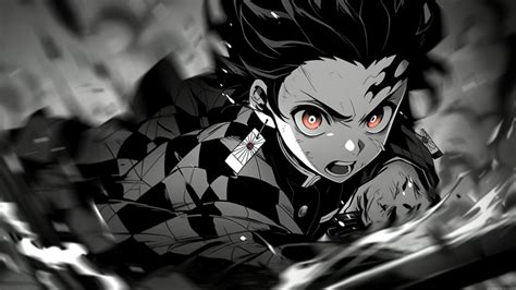 Tanjiro Kamado Monochrome Kimetsu No Yaiba Live Wallpaper - MoeWalls