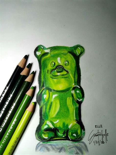 Gummy Bear | Prismacolor drawing, Prismacolor art, Color pencil drawing